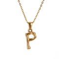 Jewelry wholesale Bamboo 18K 26 Alphabet Pendant Stainless Steel Necklace