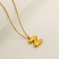 Jewelry wholesale Chubby Vapor Bubble 26 Alphabet Pendant Stainless Steel Necklace