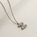 Jewelry wholesale Chubby Vapor Bubble 26 Alphabet Pendant Stainless Steel Necklace