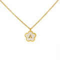Jewelry wholesale Five Leaf Clover 18K Shell Letter Pendant Stainless Steel Necklace