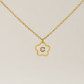 Jewelry wholesale Five Leaf Clover 18K Shell Letter Pendant Stainless Steel Necklace