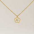 Jewelry wholesale Five Leaf Clover 18K Shell Letter Pendant Stainless Steel Necklace