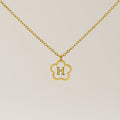Jewelry wholesale Five Leaf Clover 18K Shell Letter Pendant Stainless Steel Necklace