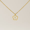 Jewelry wholesale Five Leaf Clover 18K Shell Letter Pendant Stainless Steel Necklace