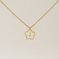 Jewelry wholesale Five Leaf Clover 18K Shell Letter Pendant Stainless Steel Necklace