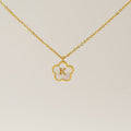 Jewelry wholesale Five Leaf Clover 18K Shell Letter Pendant Stainless Steel Necklace