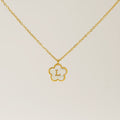 Jewelry wholesale Five Leaf Clover 18K Shell Letter Pendant Stainless Steel Necklace