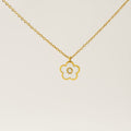 Jewelry wholesale Five Leaf Clover 18K Shell Letter Pendant Stainless Steel Necklace