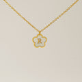Jewelry wholesale Five Leaf Clover 18K Shell Letter Pendant Stainless Steel Necklace