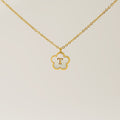 Jewelry wholesale Five Leaf Clover 18K Shell Letter Pendant Stainless Steel Necklace