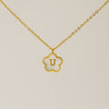 Jewelry wholesale Five Leaf Clover 18K Shell Letter Pendant Stainless Steel Necklace