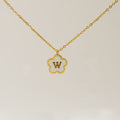 Jewelry wholesale Five Leaf Clover 18K Shell Letter Pendant Stainless Steel Necklace