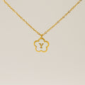 Jewelry wholesale Five Leaf Clover 18K Shell Letter Pendant Stainless Steel Necklace