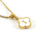Jewelry wholesale Four Leaf Clover Pendant Shell Letter Stainless Steel 18K Gold Necklace