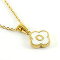 Jewelry wholesale Four Leaf Clover Pendant Shell Letter Stainless Steel 18K Gold Necklace