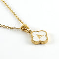 Jewelry wholesale Four Leaf Clover Pendant Shell Letter Stainless Steel 18K Gold Necklace