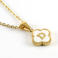 Jewelry wholesale Four Leaf Clover Pendant Shell Letter Stainless Steel 18K Gold Necklace