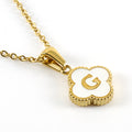 Jewelry wholesale Four Leaf Clover Pendant Shell Letter Stainless Steel 18K Gold Necklace