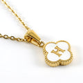 Jewelry wholesale Four Leaf Clover Pendant Shell Letter Stainless Steel 18K Gold Necklace
