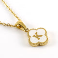 Jewelry wholesale Four Leaf Clover Pendant Shell Letter Stainless Steel 18K Gold Necklace