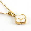 Jewelry wholesale Four Leaf Clover Pendant Shell Letter Stainless Steel 18K Gold Necklace