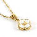 Jewelry wholesale Four Leaf Clover Pendant Shell Letter Stainless Steel 18K Gold Necklace