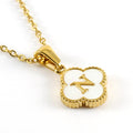 Jewelry wholesale Four Leaf Clover Pendant Shell Letter Stainless Steel 18K Gold Necklace