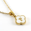 Jewelry wholesale Four Leaf Clover Pendant Shell Letter Stainless Steel 18K Gold Necklace
