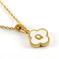 Jewelry wholesale Four Leaf Clover Pendant Shell Letter Stainless Steel 18K Gold Necklace