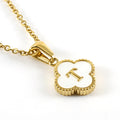 Jewelry wholesale Four Leaf Clover Pendant Shell Letter Stainless Steel 18K Gold Necklace