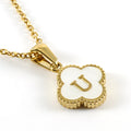 Jewelry wholesale Four Leaf Clover Pendant Shell Letter Stainless Steel 18K Gold Necklace