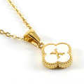 Jewelry wholesale Four Leaf Clover Pendant Shell Letter Stainless Steel 18K Gold Necklace
