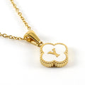Jewelry wholesale Four Leaf Clover Pendant Shell Letter Stainless Steel 18K Gold Necklace
