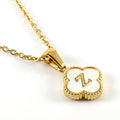 Jewelry wholesale Four Leaf Clover Pendant Shell Letter Stainless Steel 18K Gold Necklace