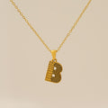 Jewelry wholesale Gold Plated 26 Capital Letter Crocodile Textured Pendant Necklace