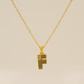Jewelry wholesale Gold Plated 26 Capital Letter Crocodile Textured Pendant Necklace