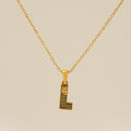 Jewelry wholesale Gold Plated 26 Capital Letter Crocodile Textured Pendant Necklace