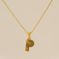 Jewelry wholesale Gold Plated 26 Capital Letter Crocodile Textured Pendant Necklace