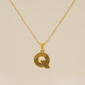 Jewelry wholesale Gold Plated 26 Capital Letter Crocodile Textured Pendant Necklace
