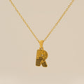 Jewelry wholesale Gold Plated 26 Capital Letter Crocodile Textured Pendant Necklace