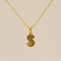 Jewelry wholesale Gold Plated 26 Capital Letter Crocodile Textured Pendant Necklace