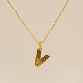 Jewelry wholesale Gold Plated 26 Capital Letter Crocodile Textured Pendant Necklace