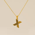 Jewelry wholesale Gold Plated 26 Capital Letter Crocodile Textured Pendant Necklace