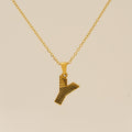 Jewelry wholesale Gold Plated 26 Capital Letter Crocodile Textured Pendant Necklace