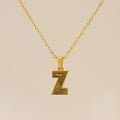 Jewelry wholesale Gold Plated 26 Capital Letter Crocodile Textured Pendant Necklace