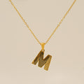 Jewelry wholesale Gold Plated 26 Capital Letter Crocodile Textured Pendant Necklace