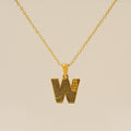 Jewelry wholesale Gold Plated 26 Capital Letter Crocodile Textured Pendant Necklace