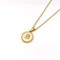 Jewelry wholesale Round 18K Gold Shell Stainless Steel Alphabet Pendant Necklace