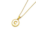 Jewelry wholesale Round 18K Gold Shell Stainless Steel Alphabet Pendant Necklace