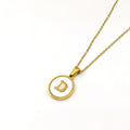 Jewelry wholesale Round 18K Gold Shell Stainless Steel Alphabet Pendant Necklace